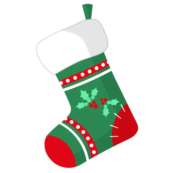 Christmas Sock Isolated White Background — Stock Vector