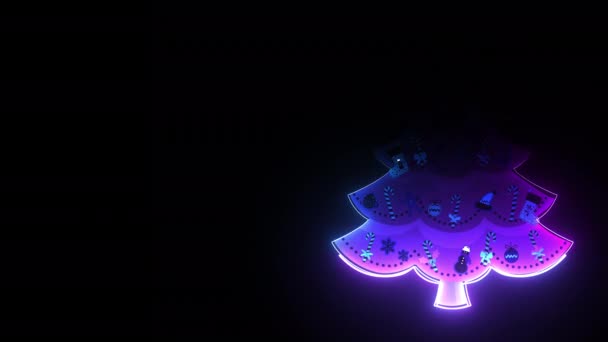 Рождественский Анимационный Фон Елкой Фиолетовом Свете — стоковое видео