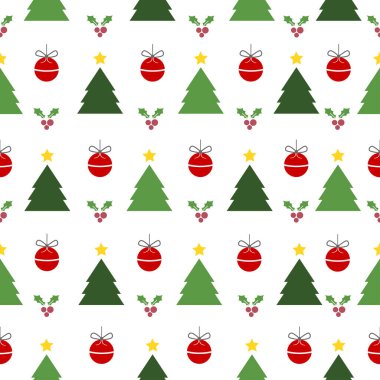 Noel ağacı ve dekorasyon desenli şenliksiz arka plan
