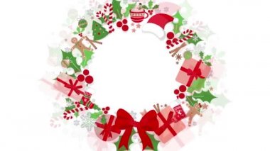 Mutlu Noeller tebrikleri için Noel süslemeleri olan neşeli animasyon çerçevesi. 