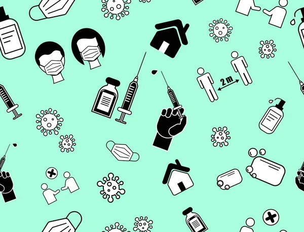 Coronavirus Covid-19 'un vektör arkaplanı karantina ve hapsi, güvenli konsept kalın