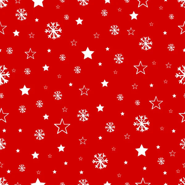 Απρόσκοπτη Εορταστική Φόντο Αστέρια Των Χριστουγέννων Και Νιφάδες Χιονιού — Διανυσματικό Αρχείο