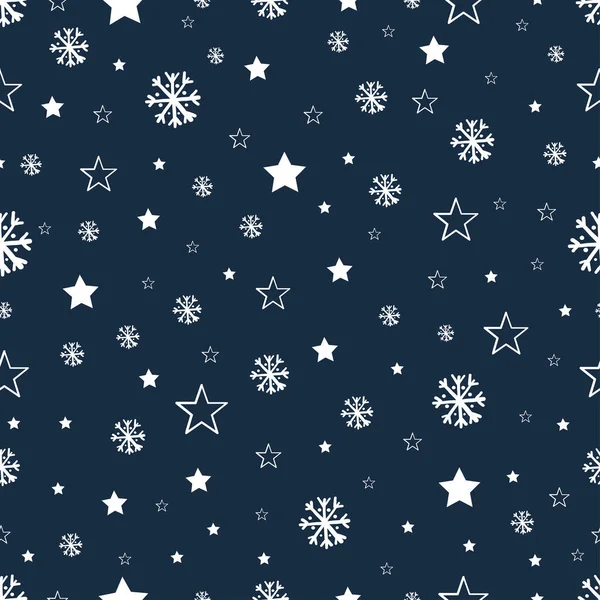 Бесшовный Праздничный Фон Рождественскими Звездами Снежинками — стоковый вектор