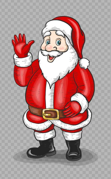 Ilustración Vectorial Santa Claus Sombrero Agitando Mano — Vector de stock