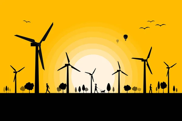 Elektrik üretimi için yel değirmenleri, yeşil enerji kavramı