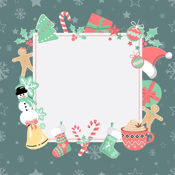 Cadre Festif Sur Fond Transparent Avec Des Décorations Noël — Image vectorielle