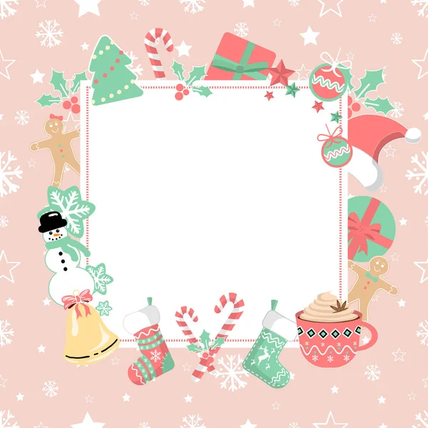 Festive Frame Seamless Background Christmas Decorations — Stock Vector