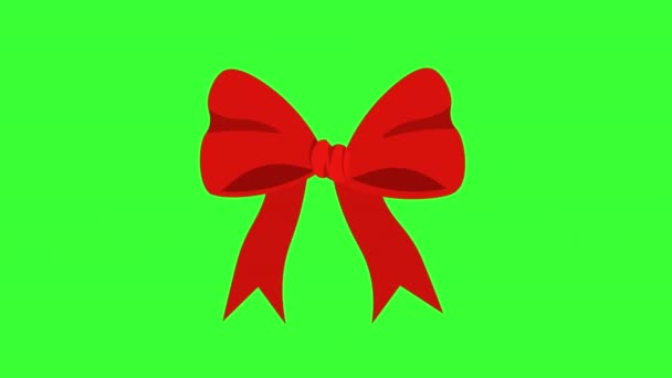 Animación Vectorial Cinta Roja Lazo Rojo Navidad Sobre Fondo Verde — Vídeo de stock