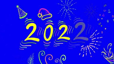 yaratıcı tasarım animasyonu Mutlu yeni 2022 Neon selamlaması