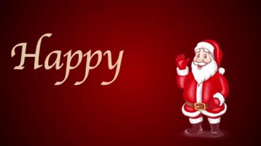 Neon animasyon geçmişi. Noel Baba şapkasıyla elini sallıyor.