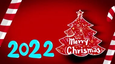 Mutlu Noeller ve neon Noel ağacıyla neşeli bir animasyon.