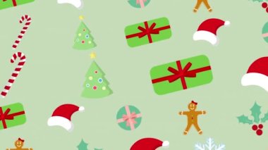 Noel ağacı ve dekorasyon desenli şenliksiz animasyon