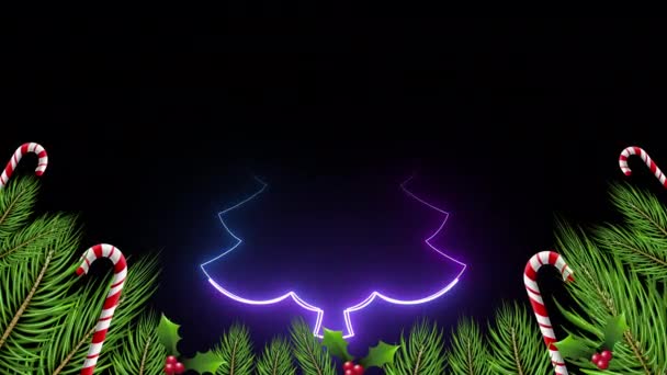 Weihnachtsanimation Hintergrund Mit Weihnachtsbaum Lila Licht — Stockvideo