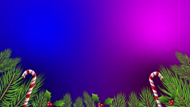 Christmas Animation Background Pine Branches Decorations — Stock Video