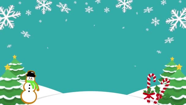 Εορταστικό Animation Χριστουγεννιάτικο Χιονάνθρωπο Και Πλαίσιο Χιονιού — Αρχείο Βίντεο