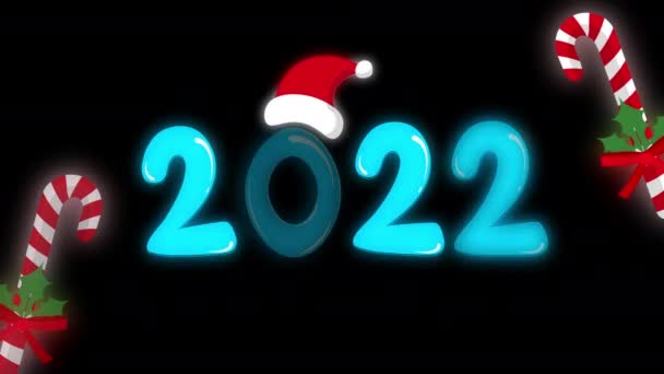 Animación Diseño Creativo Con Feliz Año Nuevo Saludos Dulces Bastones — Vídeos de Stock