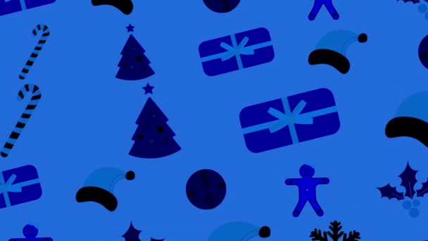 festliche nahtlose Animation Hintergrund mit Weihnachtsbaum und Dekorationen Muster