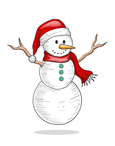 Снеговик Рождественской Шляпе — стоковый вектор