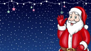 Noel Baba, El sallıyor, El sallıyor, Gece Kar yağıyor, Yılbaşı ve Yeni Yıl Dekoratif Asılı Led Işıkları Tatil Animasyon Tasarımı Yılbaşı Kartı