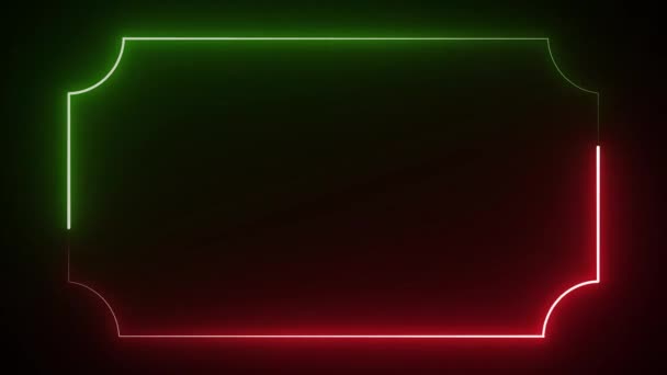 红绿相间的圣诞霓虹灯设计新年创意彩灯彩灯贺卡快乐新年动画画框圣诞彩灯彩灯装饰卡片模板 — 图库视频影像