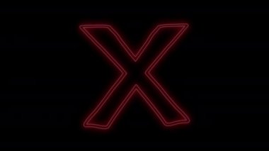 neon x on black background animated footage