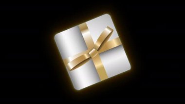 neon gift box on black background