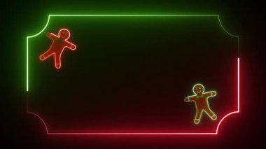 ginger cookies neon banner for christmas and new year celebration 