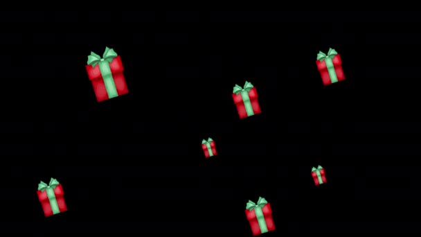 Falling Neon Gift Boxes Festive Background Video New Year — Wideo stockowe