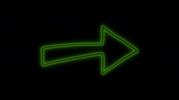 Neon Arrow Black Background Animated Footage — Stock video