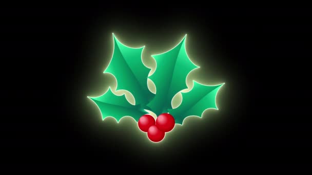 Neon Holly Berries Festive New Year Animated Footage — Stockvideo