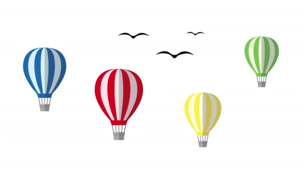 Air Balloons Sky Birds — Stok video