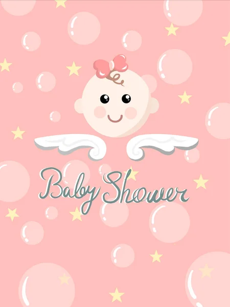 Cute Baby Girl Pink Moon Cloud — Image vectorielle