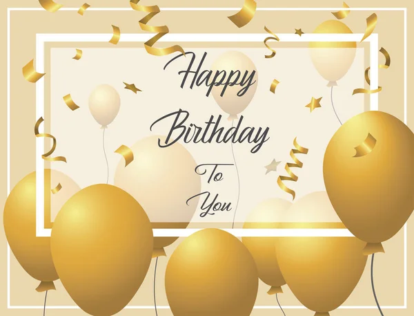 Happy Birthday Card Balloons Confetti Vector Illustration — Stock Vector