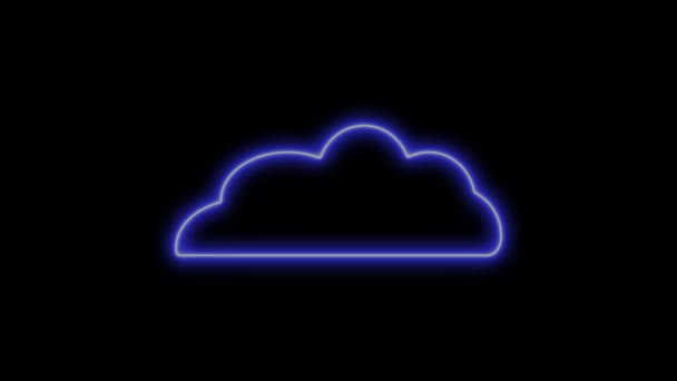 Neon Cloud Black Background Footage — Stockvideo