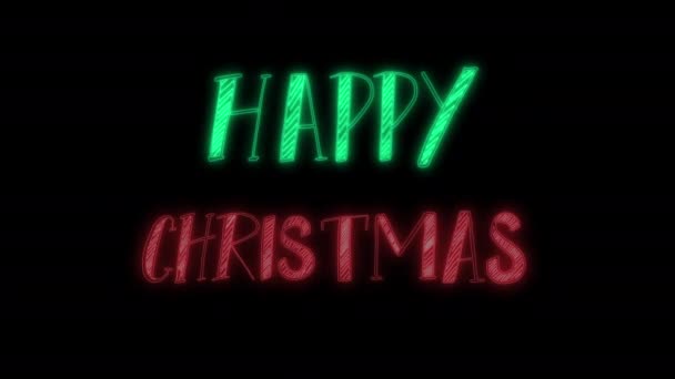 Neon Happy Christmas Footage — стоковое видео