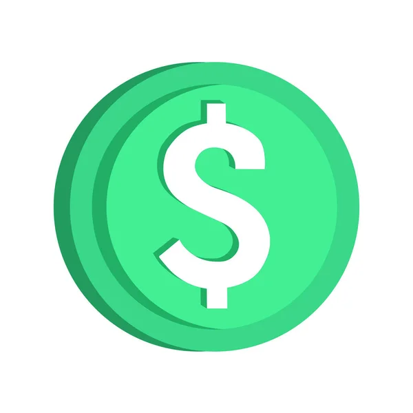 Color Verde Dólar Centavo Vector Ilustración Aislado Sobre Fondo Blanco — Vector de stock