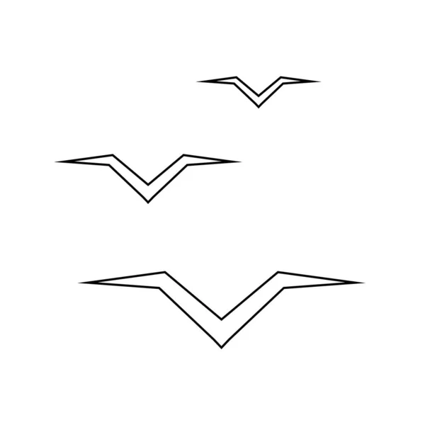 Очертания Икон Птиц Iconic Flying Birds Black White Outline Style — стоковый вектор
