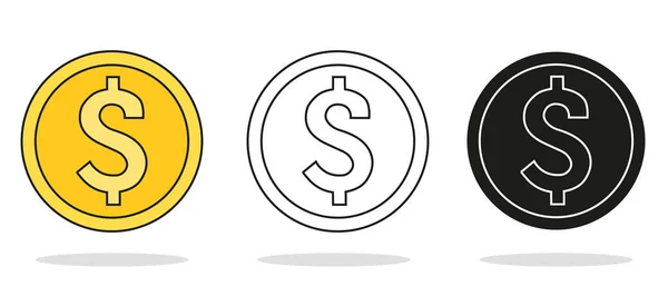 Vector Dollar Cents Iconos Con Estilo Diferente Aislado Sobre Fondo — Vector de stock
