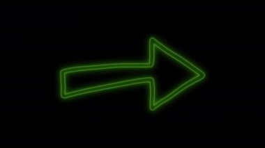 El Çizimi Yeşil Renkli Neon Işıklı Ok. Parlayan ışıkta izole tasarım elementi