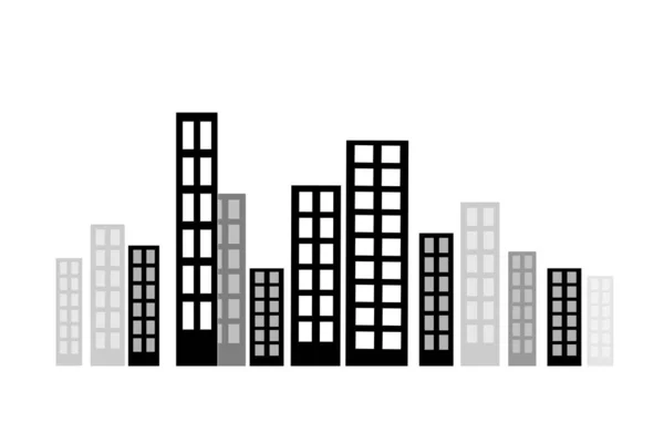 Vector Silhouette City Illustration Ciudad Edificios Silueta Iconos Diseño Aislado — Vector de stock