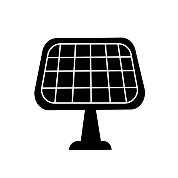 Solpanelsikonen Vektor Silhuett Solpanel Illustration Isolerad Vit Bakgrund Grön Energi — Stock vektor