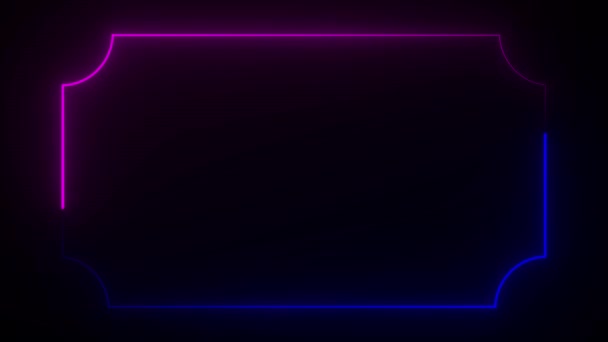 青と紫のネオン色のヴィンテージフレームデザイン新年クリエイティブカラフルなネオンLedグリーティングカードハッピーニューイヤー2022アニメーションフレームクリスマスカラフルなネオンLed装飾カードテンプレート — ストック動画