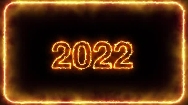 Feliz Ano Novo 2022 Animação Efeito Fogo Brilhante Isolado 2022 — Vídeo de Stock