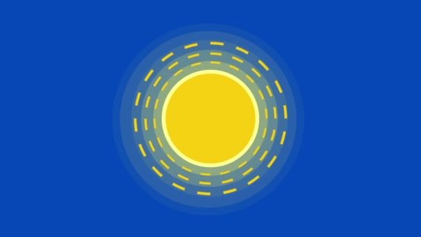 Desenhos Animados Sun Illustration Isolado Azul — Vídeo de Stock