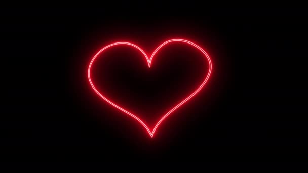 Neon Heart Light Animation Moderne Textvorlage — Stockvideo