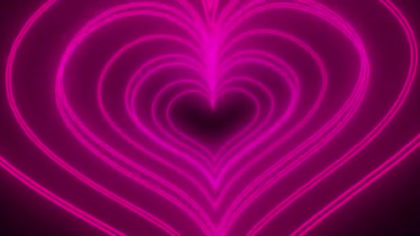 Neon Lights Happy Valentine Day Heart Shape Moving Forward Forward — Stock video