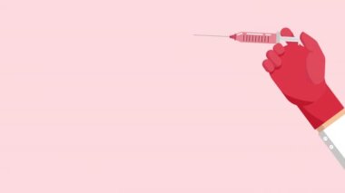 Pembe arka planda şırıngayla el, Sevgililer Günü konsepti videosu 