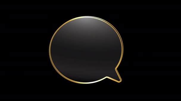 Konuşma Balonu Siyah Arkaplan Üzerinde Altın Rengi — Stok video