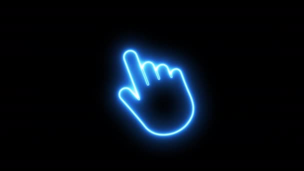 Ikona Neonu Ręczne Wskazanie Kierunku Wideo — Wideo stockowe
