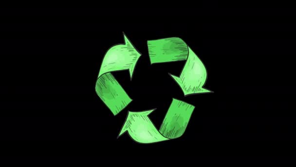 Recycling Teken Video Achtergrond Ecologie Concept — Stockvideo